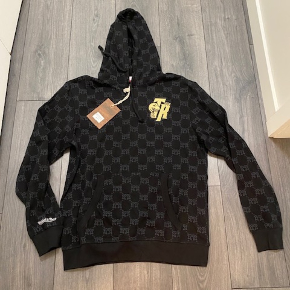 Mitchell & Ness Toronto Raptors Pattern Black Gold Hoodie NWT